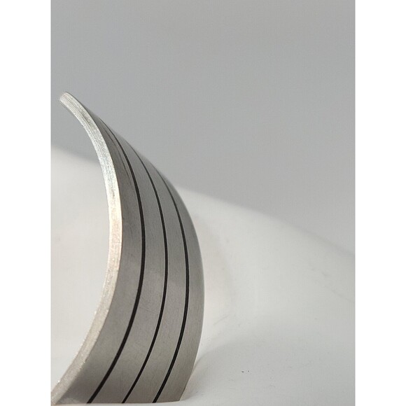 Silver Tone Cuff Bracelet with Black - Picture 4 of 6